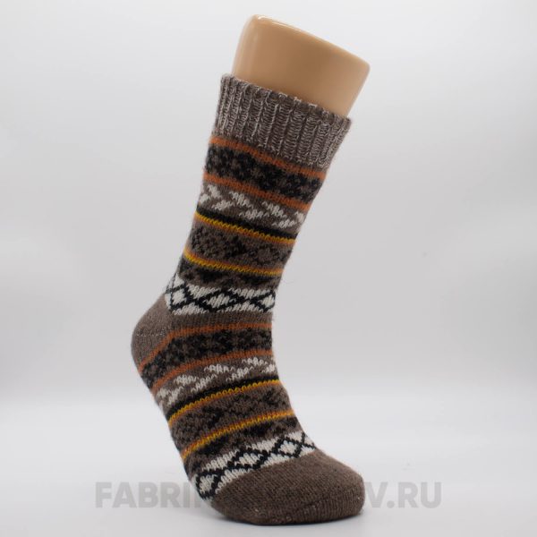 Женские шерстяные носки с полосками и орниментом