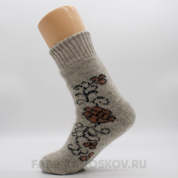 Женские шерстяные носки с розами Женские шерстяные носки с розами