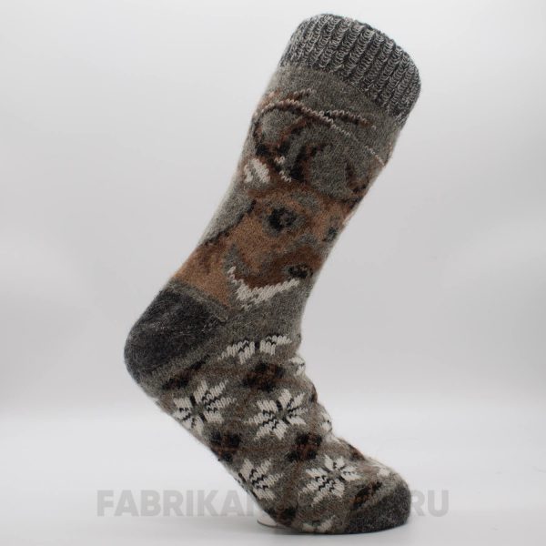 Мужские шерстяные носки с оленем и орнаментом Мужские шерстяные носки с оленем и орнаментом