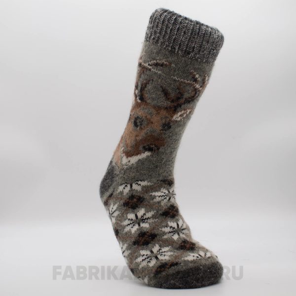 Мужские шерстяные носки с оленем и орнаментом Мужские шерстяные носки с оленем и орнаментом