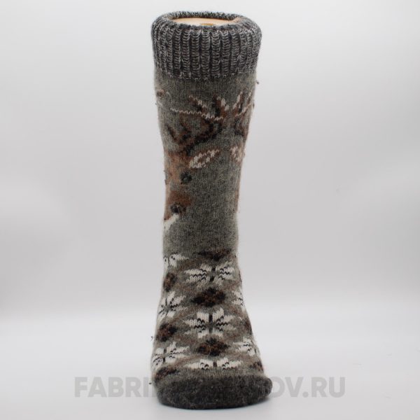 Мужские шерстяные носки с оленем и орнаментом Мужские шерстяные носки с оленем и орнаментом