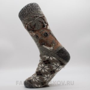 Мужские шерстяные носки с оленем и орнаментом