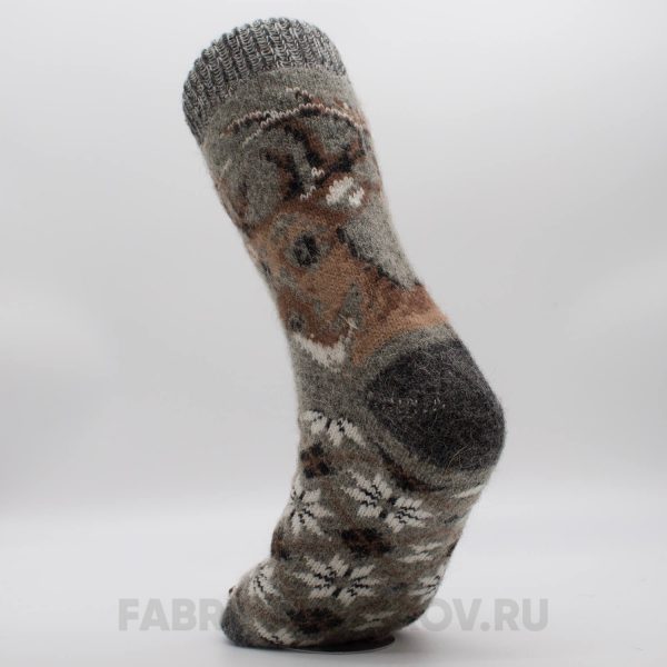 Мужские шерстяные носки с оленем и орнаментом Мужские шерстяные носки с оленем и орнаментом