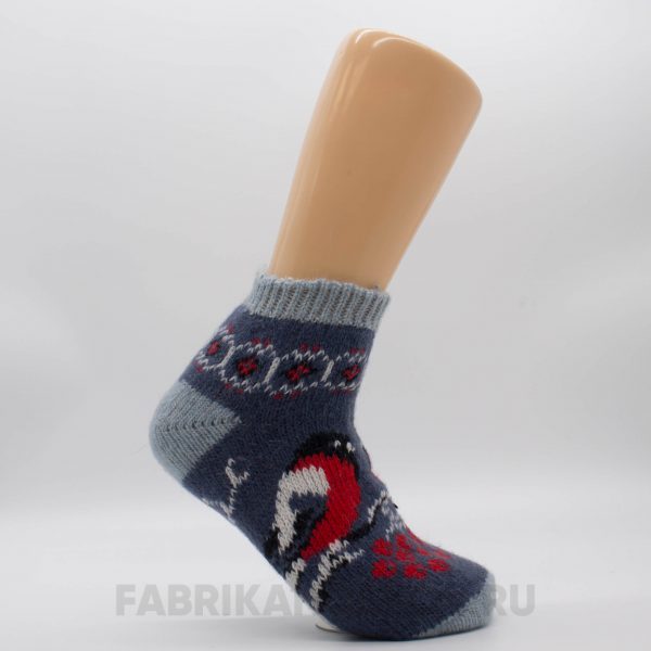 Женские короткие шерстяные носки со снегирем
