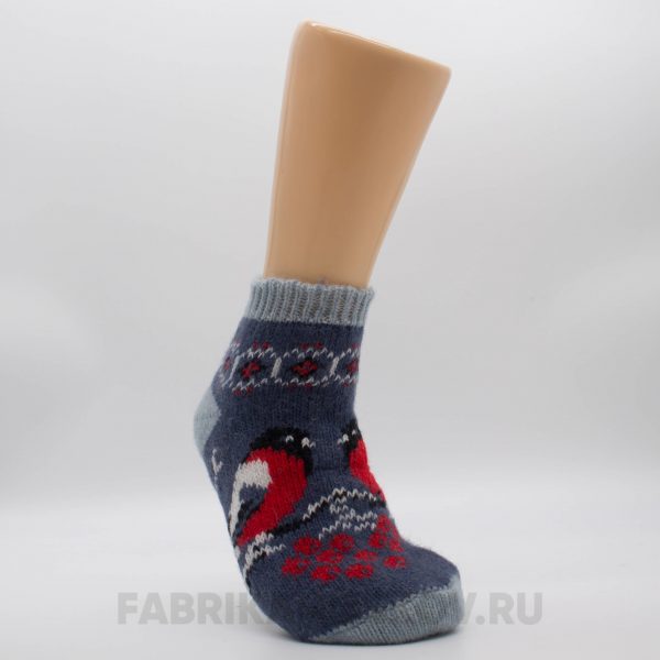 Женские короткие шерстяные носки со снегирем