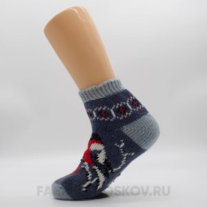 Женские короткие шерстяные носки со снегирем