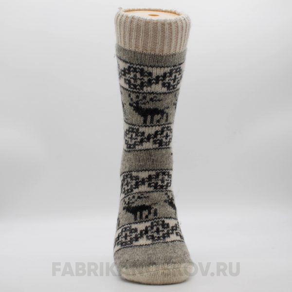 Мужские длинные шерстяные носки с оленями и орнаментом