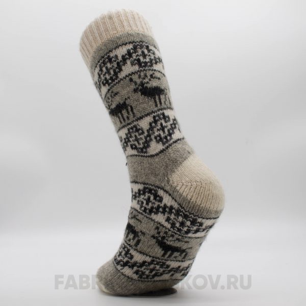 Мужские длинные шерстяные носки с оленями и орнаментом