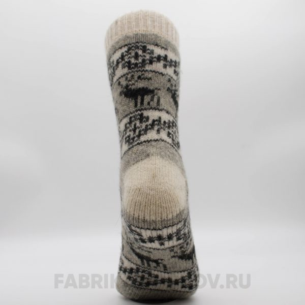 Мужские длинные шерстяные носки с оленями и орнаментом