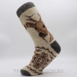 Мужские длинные шерстяные носки с оленем
