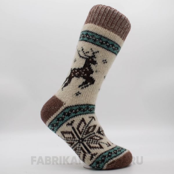 Мужские длинные шерстяные носки с оленем и снежинкой