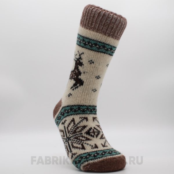 Мужские длинные шерстяные носки с оленем и снежинкой