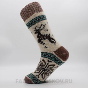 Мужские длинные шерстяные носки с оленем и снежинкой