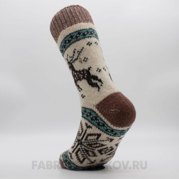 Мужские длинные шерстяные носки с оленем и снежинкой