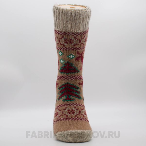 Женские шерстяные носки с оленями и елками Женские шерстяные носки с оленями и елками