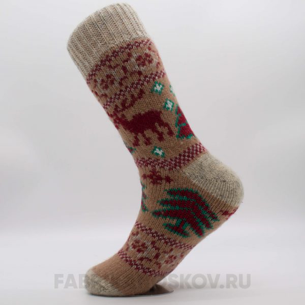 Женские шерстяные носки с оленями и елками Женские шерстяные носки с оленями и елками