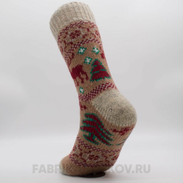 Женские шерстяные носки с оленями и елками Женские шерстяные носки с оленями и елками