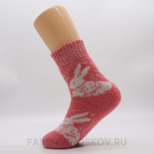 Женские короткие шерстяные носки с зайцами Женские короткие шерстяные носки с зайцами
