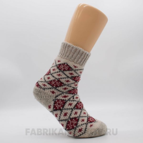 Женские короткие шерстяные носки в ромбик Женские короткие шерстяные носки в ромбик