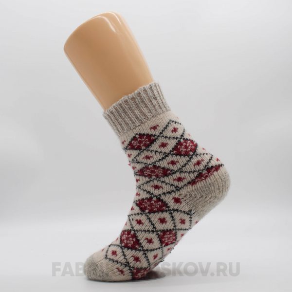 Женские короткие шерстяные носки в ромбик Женские короткие шерстяные носки в ромбик