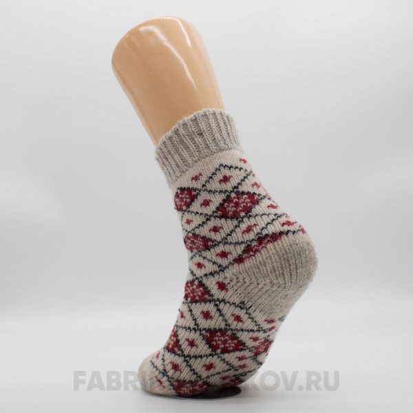 Женские короткие шерстяные носки в ромбик Женские короткие шерстяные носки в ромбик