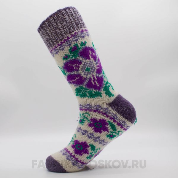 Женские длинные шерстяные носки с цветами