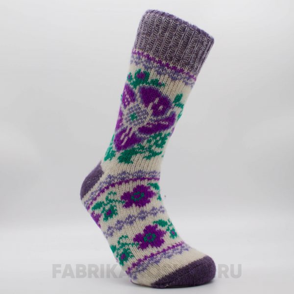 Женские длинные шерстяные носки с цветами