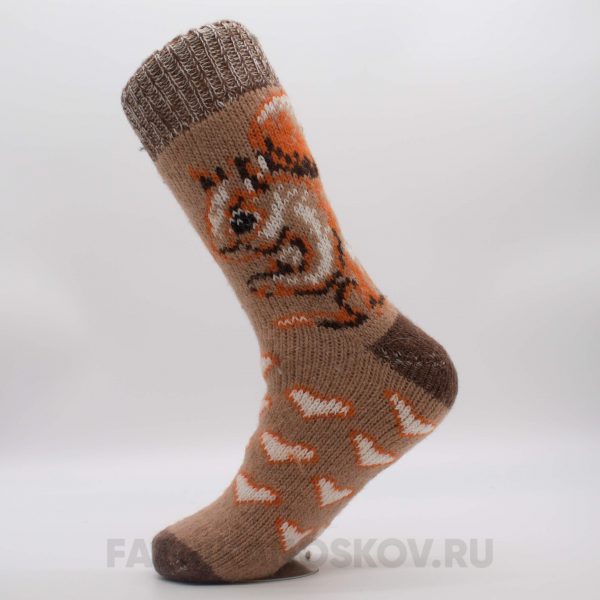 Женские длинные шерстяные носки с белкой Женские длинные шерстяные носки с белкой