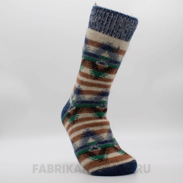 Мужские шерстяные носки с полосками и ромбами