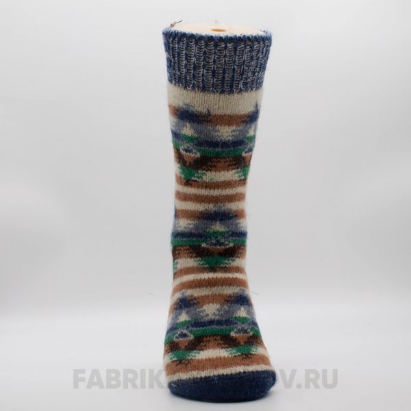 Мужские шерстяные носки с полосками и ромбами