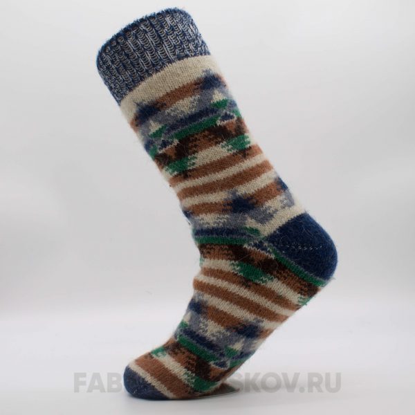 Мужские шерстяные носки с полосками и ромбами