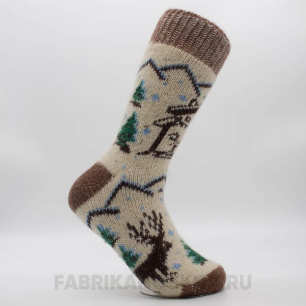 Мужские шерстяные носки с домом и лесом