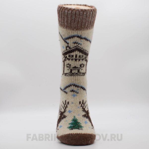 Мужские шерстяные носки с домом и лесом