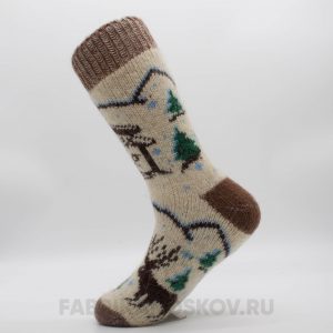 Мужские шерстяные носки с домом и лесом