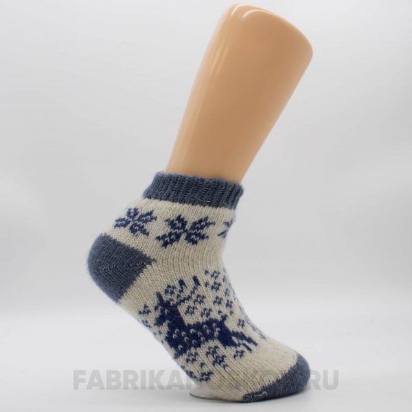 Женские короткие шерстяные носки с оленями с снегом Женские короткие шерстяные носки с оленями с снегом