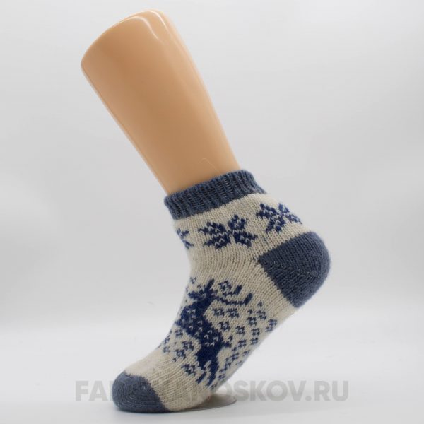 Женские короткие шерстяные носки с оленями с снегом Женские короткие шерстяные носки с оленями с снегом