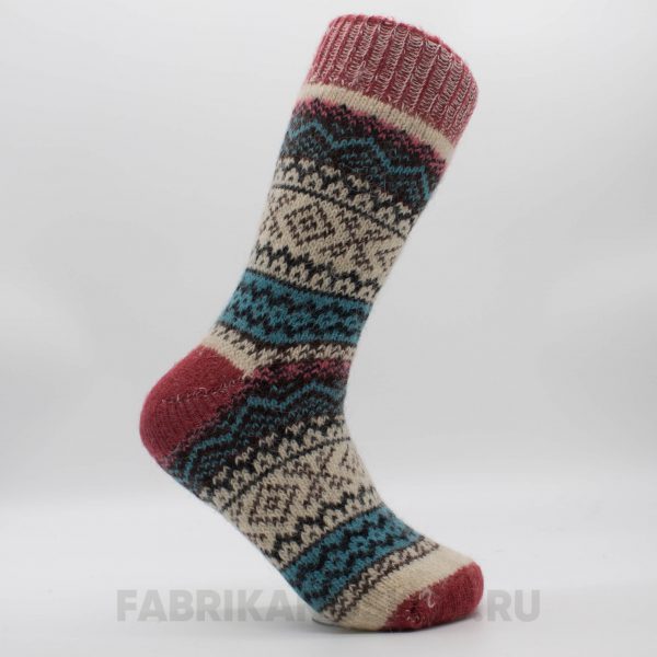 Женские шерстяные носки с ромбами и зигзагами