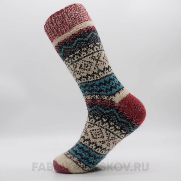 Женские шерстяные носки с ромбами и зигзагами