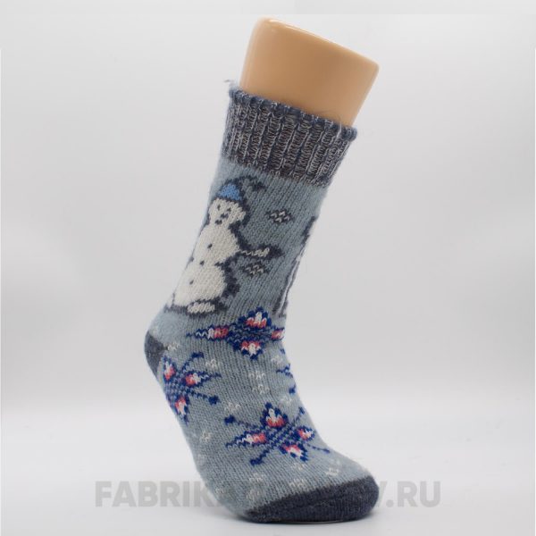Женские шерстяные носки со снеговиком