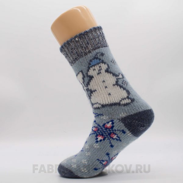 Женские шерстяные носки со снеговиком
