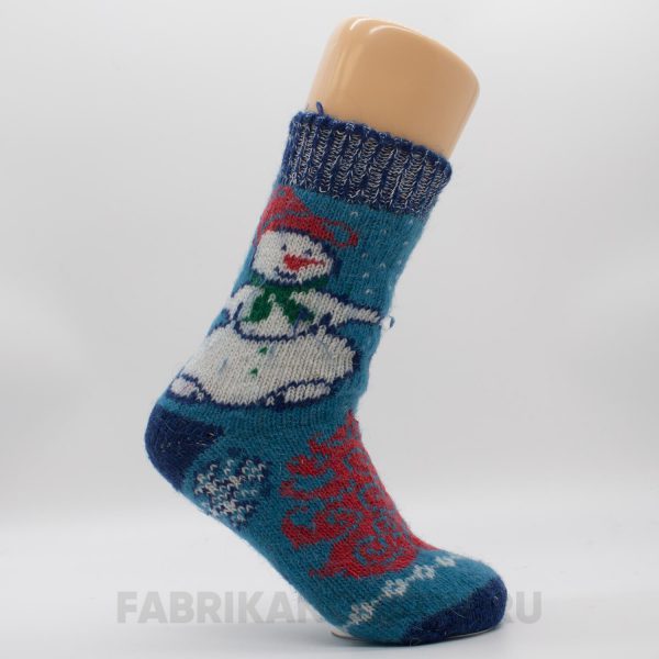 Женские шерстяные носки со снеговиком в шапке