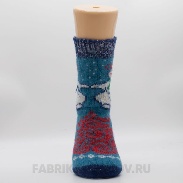 Женские шерстяные носки со снеговиком в шапке