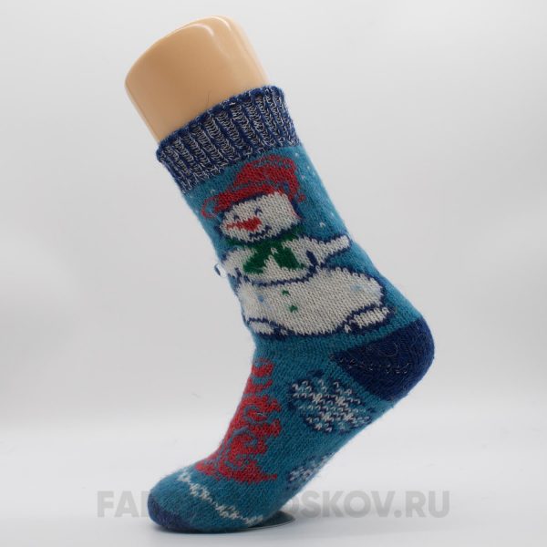 Женские шерстяные носки со снеговиком в шапке