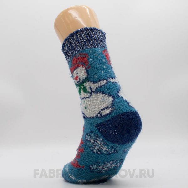 Женские шерстяные носки со снеговиком в шапке