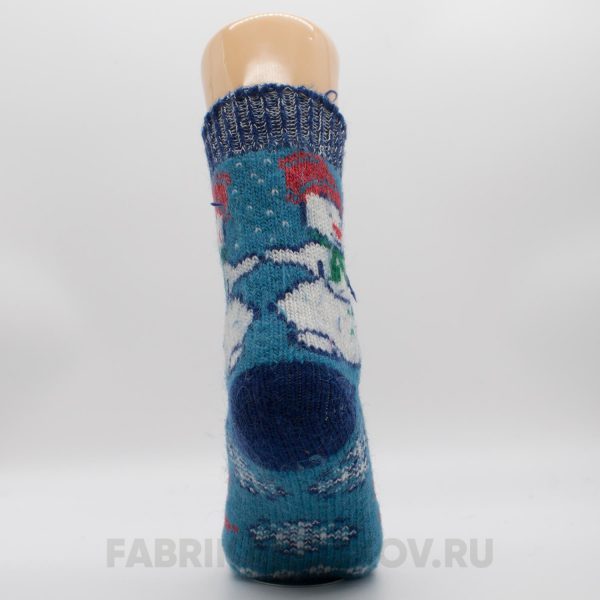 Женские шерстяные носки со снеговиком в шапке