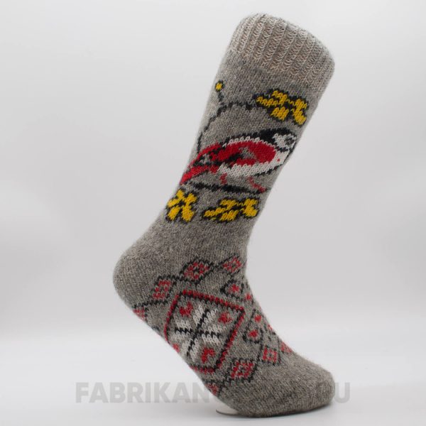 Женские шерстяные носки с птицей и желтыми цветами