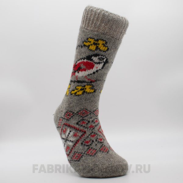 Женские шерстяные носки с птицей и желтыми цветами