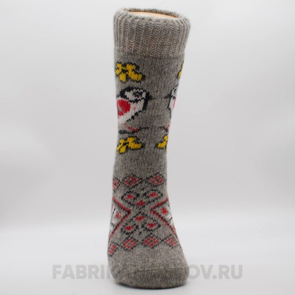 Женские шерстяные носки с птицей и желтыми цветами