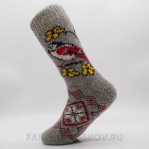 Женские шерстяные носки с птицей и желтыми цветами