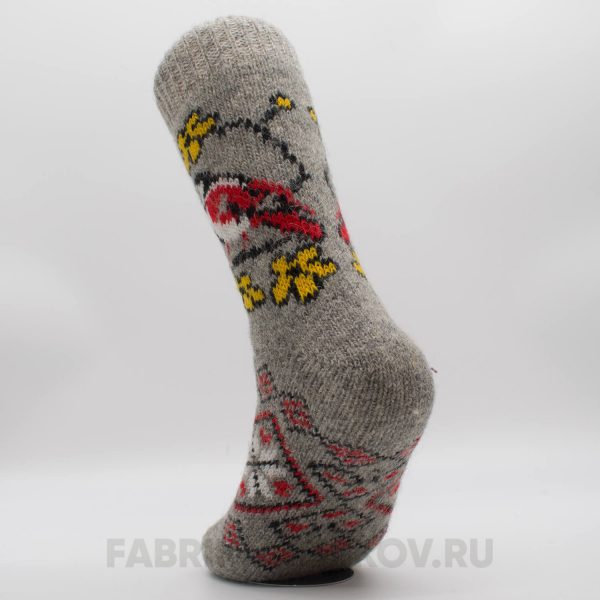 Женские шерстяные носки с птицей и желтыми цветами